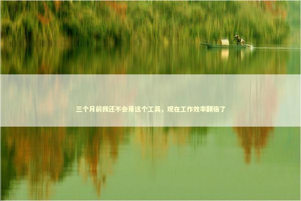 三个月前我还不会用这个工具，现在工作效率翻倍了 IT技术